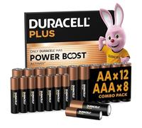 Duracell Plus AA & AAA Batteries (Combo pack of 20) - Alkaline 1.5V - Up To 100% Extra Life - Reliability For Everyday Devices - 0% Plastic Packaging - 10 Year Storage - MN1500/MN2400