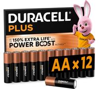 Duracell plus AA Batteries (12 Pack) - Alkaline 1.5V - up to 100% Extra Life -