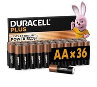 DURACELL Plus AA Batteries (36 Pack) - Alkaline Batteries 1.5V - Up to 150% Extra Life with POWER BOOST Actives- Reliability For Everyday Devices - 0% Plastic Packaging - 10-Year Storage - LR6 MN1500