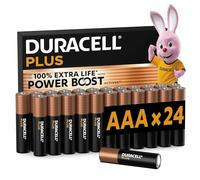 DURACELL Plus AAA Batteries (24 Pack) - Alkaline Batteries 1.5V - Up to 100% Extra Life with POWER BOOST Actives- Reliability For Everyday Devices - 0% Plastic Packaging - 10-Year Storage-LR03 MN2400