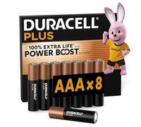 DURACELL Plus AAA Batteries (8 Pack) - Alkaline Batteries 1.5V - Up to 100% Extra Life with POWER BOOST Actives- Reliability For Everyday Devices - 0% Plastic Packaging - 10-Year Storage-MN2400