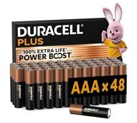 Duracell Plus AAA Batteries (Pack of 48) Alkaline 1.5 V High Performance Batteries Battery Up to 150% Longer Life with Power Boost Active Reliability for Everyday Devices Storage Up to 10 Years