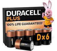 DURACELL Plus D Alkaline Batteries (6 Pack) 1.5V, LR20 | 100% Life Guaranteed - For Everyday Devices - 0% Plastic Packaging - 10-Year Storage
