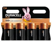 Duracell Plus D Batteries (4 Pack) - Alkaline 1.5V - 100% Life Guaranteed - Reliability For Everyday Devices - 0% Plastic Packaging - 10-Year Storage - LR20 MN1300