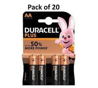 Duracell Plus MN1500+ 150% Extra Life Power Boost AA Alkaline Batteries 4 Per Card- Box of 20