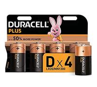 Duracell Plus Power Type D Alkaline Batteries, Pack of 4
