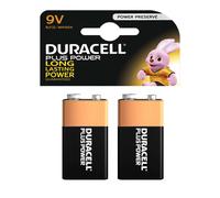 Duracell Power Plus 9V Alkaline Batteries LR61 MN1604 PP3 Battery 2 Pack