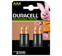 Duracell Rechargable Pack of 4 AAA 750mAh Rechargeable Batteries