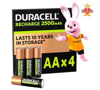 Duracell Rechargeable AA Batteries (Pack of 4), 2500 mAh NiMH, pre-charged, Our