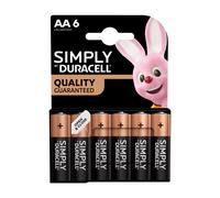 Duracell SIMPLY AA LR6 MN1500 Alkaline Batteries | 6 Pack