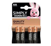 Duracell Simply Alkaline Pack Of 4 Aa Batteries MN1500B4SIMPLY