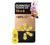 Duracell size 10 Hearing Aids batteries (pack of 6) +50% Extra Life, Easy Installation, 100% recyclable packaging, guaranteed 4 years in storage