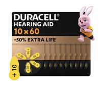 Duracell size 10 Hearing Aids batteries (pack of 60) +50% Extra Life, Easy Installation, 100% recyclable packaging, guaranteed 4 years in storage