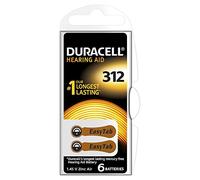 Duracell Size 312 1.4 V Zinc Air Easytab Hearing Aid Batteries - Pack of 6