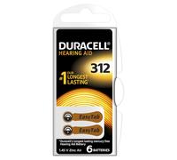 Duracell Size 312 1.4 V Zinc Air EasyTab Hearing Aid Batteries - Pack of 6