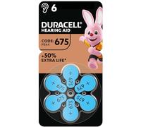 Duracell size 675 Hearing Aids batteries (pack of 6) +50% Extra Life, Easy Installation, 100% recyclable packaging, guaranteed 4 years in storage