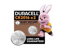 DURACELL 2016 Lithium Coin Batteries 3V (2 Pack) - Long-life Guaranteed - Baby Secure Technology - For Use in Key Fobs, Small Home Remotes, Fitness Watches - Baby Secure Packaging