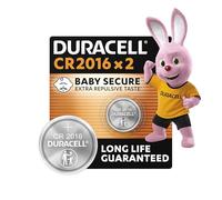 DURACELL 2016 Lithium Coin Batteries 3V (2 Pack) - Long-life Guaranteed - Baby Secure Technology - For Use in Key Fobs, Small Home Remotes, Fitness Watches - Baby Secure Packaging