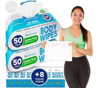 DuraCleanse Body Wipes for Adults Bathing No Rinse (2 Pack) 100 XL Shower Wipes + 8 Travel Bath Sheets - 9" x 12" Extra Thick Adult Disposable Washcloths for Elderly Incontinence & Camping Essentials