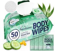 Duracleanse - Body Wipes for Women, Extra Wet Leave-In Cleansing Bath Wipes (Pack of 1), 50 XL Shower Wipes + 4 Deodorants