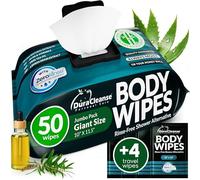 Duracleanse Men's Body Towels 50 XL Shower Towels No Rinse + 4 Travel Bath Towels (9" x 12") After Gym