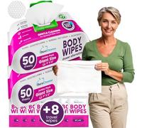 Duracleanse XL Adult Bath Towels Unrinsed 2 Pack 100 + 8 Disposable Travel Cleaning Wipes 9" x 12"