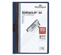 Durable DURACLIP 30 Sheet Document Clip File Folder | 25 Pack | A4 Midnight Blue