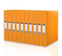 Durafile Ring Binder A4 Files, Orange, Pack of 10 Folders, Heavy Duty Board Construction Folders for Paperwork Ring Binder, Ideal Folder Organiser for School, Home & The Office