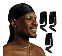 DuragPro 2 Pack Silk Durag for Men, Enhenced Duribility and Compression, Silky Satin Do Rag, Black, L