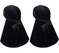 Durags for Men - Velvet Durag Long Tail Breathable Pirate Headwrap Cap for 360 Waves, Soft Silky Durag for Men & Women, Comfortable Mens for Hair Loss Chemo (Pack of 2) Black