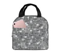 DURAGS Silver Sequin Sparkle Pattern Versatile Reusable Lunch Handbag for Work,Outdoor Activities,Or A Delightful Family Picnic