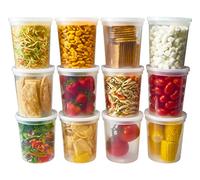 DuraHome - Deli food Storage Containers with Lids 32 oz, Quart Pack of 24 Leak-proof Freezer Safe Microwaveable Soup Storage Container - Clear Plastic Premium Quality