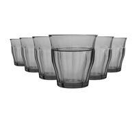 12 Piece Picardie Drinking Tumbler Glasses Set - Tempered Glass Tumblers For Water, Juice, Whisky - Grey - 250Ml