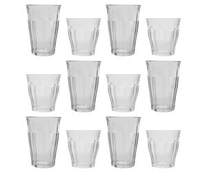 Duralex 12Pc Picardie Highball Glasses & Tumblers Set - Clear