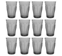 Duralex 360ml Picardie Highball Glasses - 12x Water Juice Cocktail Drinking in Grey Duralex Grey