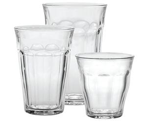 Duralex CC1/18 Made in France Picardie 18-Piece Clear Drinking Glasses & Tumbler Set: Set Includes: (6) 8-3/4 oz, (6) 12-5/8 oz, (6) 16-7/8 oz