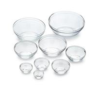 Duralex Gigogne Stackable Glass Mixing Bowl Set, 9 Piece
