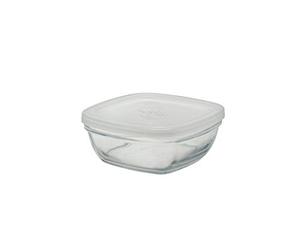 Duralex Lys 2 1/2 Cup Clear Square Storage Bowl with Lid