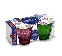 Duralex Picardie Glass Tumbler Set - 250ml - 4pc - Multicolour - Glass Water Wine Whisky Gin Juice Cocktail Drinking Glassware Cup Set
