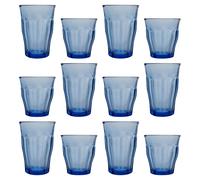 Duralex Picardie Highball Glasses & Tumblers Set - 12pc Water Juice Cocktails in Blue Duralex Blue