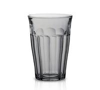 Duralex Picardie Tempered Highball Drink Glasses 360ml - Grey - Pack of 6 | Tall Highball Shape, Thermal Shock Resistant, Mechanical Shock Resistant, Iconic Picardie Ridges, Textured Grip, Grey Finish