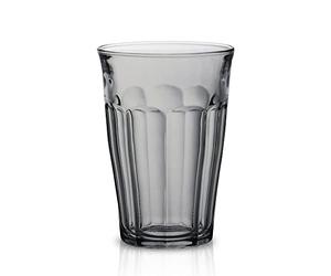 Duralex Picardie Tempered Highball Drink Glasses 360ml - Grey - Pack of 6 | Tall Highball Shape, Thermal Shock Resistant, Mechanical Shock Resistant, Iconic Picardie Ridges, Textured Grip, Grey Finish