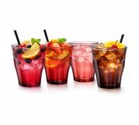 Duralex Set of 4 PICARDIE Glass Tumblers 250ml Vintage Drinking Glasses Set Plum
