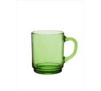 Duralex® Versailles Collection | Glass Tea Mug with Green Handle 26 cl | Set of 6 | Heavy Duty Glass | Dishwasher Safe | Made in France | Stackable
