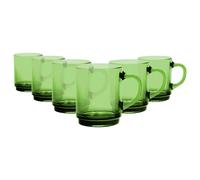 Duralex Versailles Glass Coffee Mugs - 260ml Cups - Pack of 6 in Green Duralex Green