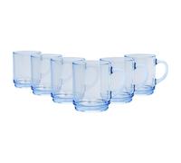 Duralex Versailles Glass Coffee Mugs - 260ml Cups - Pack of 6 in Light Blue Duralex Light Blue
