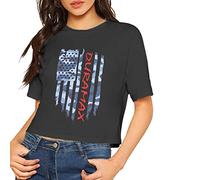 Duramax Damen-T-Shirt, kurzärmelig, Basic, amerikanische Flagge, lockere Passform, Schwarz, L