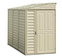 Duramax SideMate 4x8ft Plastic Garden Shed with Metal Foundation Kit Ivory Stora