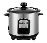 DURANE Electric Rice Cooker 0.8L Stainless Steel Non-Stick Removable Bowl Cook & Keep Warm Functions and Vented Glass Lid Includes Measuring Cup & Spatula