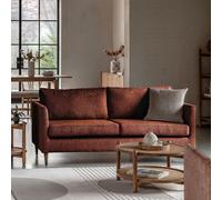 Durants Soft Brushed Nordic 3 Seater Sofa with Dark Wood Legs rust